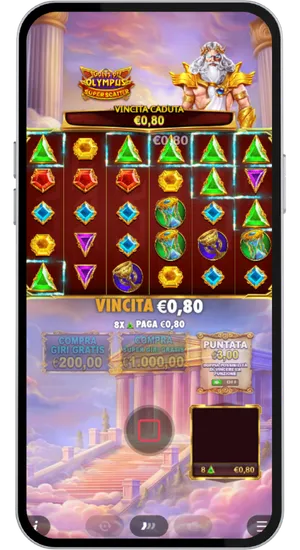 Vincita attiva nel gioco base di Gates of Olympus Super Scatter slot con meccanica Tumble e importo visualizzato a schermo